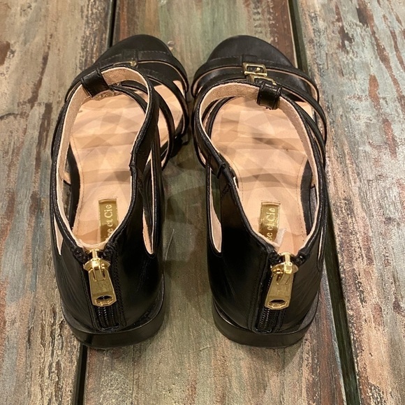 Louise Et Cie Lo-Arely Gladiator Sandals Black Buckled Leather Strappy Zip Sz 5 - Picture 5 of 10
